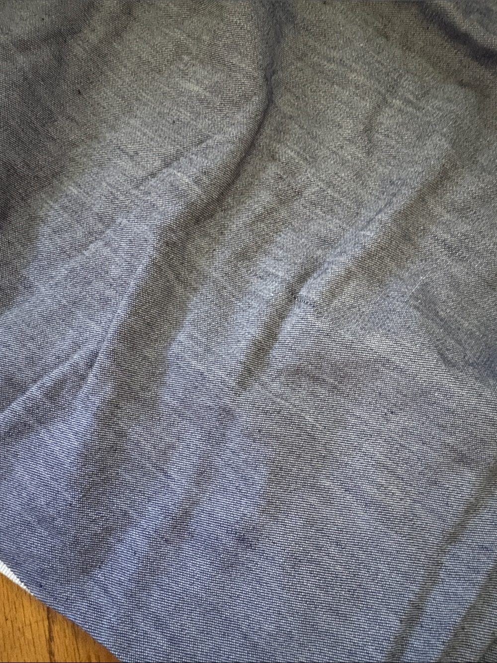 1 2/3 yards of blue chambray fabric